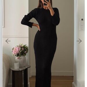 NA-KD Black Ribbed Maxi Dress xs